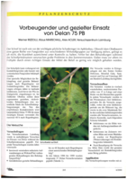 Versuche zum vorbeugenden und gezielten Einsatz von Delan 75 PB während der Schorfprimärsaison