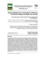 Organic Wastes Use in Horticulture: Influences on Nutrient Supply and Apple Tree Growth
