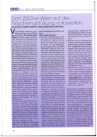 Den 2003-er Wein auf die Flaschenfüllung vorbereiten