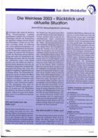 Die Weinlese 2003 - Rückblick und aktuelle Situation