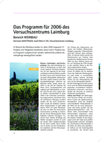 Das Programm für 2006 des Versuchszentrums Laimburg. Bereich WEINBAU