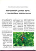 Biotecnologia della "Confusione sessuale" contro Carpocapsa e Ricamatrici delle mele al Centro Sperimentale di Laimburg nel 1992