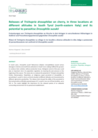 Releases of Trichopria drosophilae on cherry, in three locations at different altitudes in South Tyrol (northeastern Italy) and its potential to parasitize Drosophila suzukii