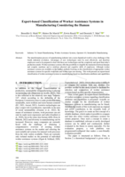 Expert-based Classification of Worker Assistance Systems in Manufacturing Considering the Human