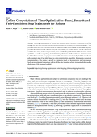 Online Computation of Time-Optimization-Based, Smooth and Path-Consistent Stop Trajectories for Robots