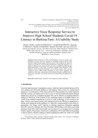Interactive Voice Response Service to Improve High School Students Covid-19 Literacy in Burkina Faso: A Usability Study