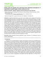 Foliar and root uptake of N deriving from simulated atmospheric N depositions in potted apple (Malus domestica) trees
