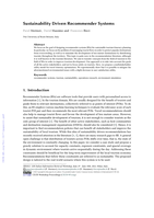 Sustainability Driven Recommender Systems