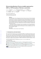 Discovering Business Process models expressed as DNF or CNF formulae of Declare constraints