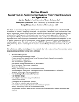 Editorial message: Special Track on Recommender Systems: Theory, User Interactions and Applications