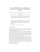 Preface: EMPIRE 2014 - 2nd workshop on emotions and personality in personalized services