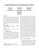 Research Methods for Group Recommender System