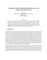 An Algebraic Basis for Specifying and Enforcing Access Control in Security Systems