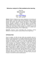 Behaviour Analysis for Web-Mediated Active Learning