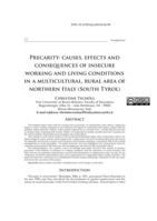Precarity: causes, effects and consequences of insecure working and living conditions in a multicultural, rural area of northern Italy (South Tyrol)