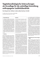Vegetationsökologische Untersuchungen als Grundlage für die zukünftige Entwicklung anthropogener Laubholzbestände: das Beispiel des Colbitzer Lindenwaldes (Sachsen-Anhalt)