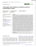 Using supply chain databases in academic research: a methodological critique