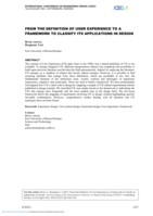 From the Definition of User Experience to a Framework to Classify its Applications in Design