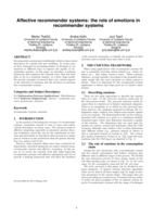 Affective recommender systems: The role of emotions in recommender systems