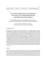 Zwei kleine Waldmoore im Hochspessart als Archive der Landschaftsgeschichte und Objekte des Naturschutzes