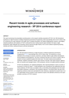 Recent trends in agile processes and software engineering research: XP 2014 conference report