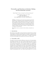 Personality and Emotions in Decision Making and Recommender Systems