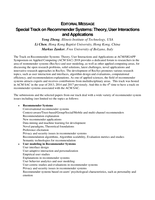 Editorial Message: Special track on recommender systems: Theory, user interactions and applications