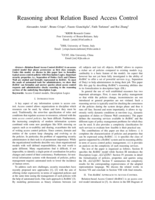 Reasoning about Relation Based Access Control