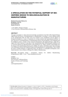A speculation on the potential support of bio-inspired design to biologicalisation in manufacturing