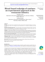 Ritual-based redesign of routines: An experimental approach in the restaurant industry