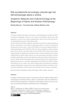 Reti accademiche ed ecologia culturale agli inizi dell’antropologia alpina e andina