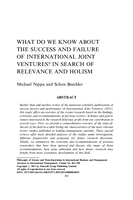 What do we know about the success and failure of international joint ventures?: In search of relevance and holism