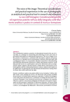 La voce dell’immagine: Considerazioni teoriche ed esperienze pratiche nell’uso della fotografia come strumento analitico e pratico in contesti di ricerca e formazione