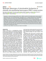 Molecular phenotypes of mitochondrial dysfunction in clinically non-manifesting heterozygous PRKN variant carriers