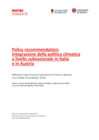 Policy recommendation: integrazione della politica climatica a livello subnazionale in Italia e in Austria. Riflessioni sulle Province Autonome di Trento e Bolzano e sui Länder Vorarlberg e Tirolo