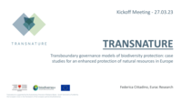 TRANSNATURE: Transboundary governance models of biodiversity protection: case studies for an enhanced protection of natural resources in Europe