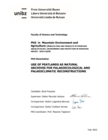 Use of peatlands as natural archives for palaeoecological and palaeoclimatic reconstructions