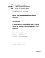 Plant nutrient acquisition and plant quality under the influence of modern agricultural practices