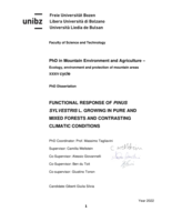 Functional response of Pinus Sylvestris L. growing in pure and mixed forests and contrasting climatic conditions