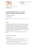 The PhD Special Seminar on service design: unfolding a proof of concept.