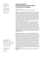 Materia emocional: los materiales en nuestra relación emocional con los objetos