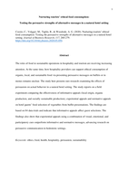 Nurturing tourists’ ethical food consumption: testing the persuasive strengths of alternative messages in a natural hotel setting