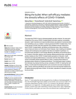 Biting the bullet: when self-efficacy mediates the stressful effects of COVID-19 beliefs