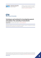 Techniques and methods for investigating speech articulation: The centrality of instruments