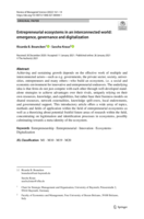 Entrepreneurial ecosystems in an interconnected world: emergence, governance and digitalization