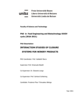 Interaction studies of closure systems for winery products