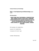Raw cows milk microbial composition and correlation to multiple farming conditions with deeper insights on the lactic microbiome and its related functionality for traditional cheese making