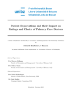 Patient Expectations and their Impact on Ratings and Choice of Primary Care Doctors