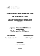 Language Policies and Division in South Tyrol: the Perspective of Migrants