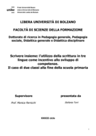 Scrivere insieme: l’utilizzo della scrittura in tre lingue come incentivo allo sviluppo di competenze : il caso di due classi alla fine della scuola primaria